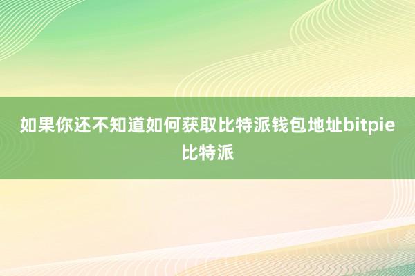 如果你还不知道如何获取比特派钱包地址bitpie比特派