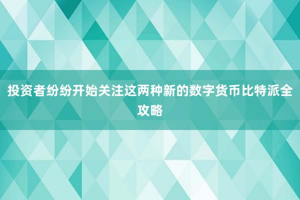 投资者纷纷开始关注这两种新的数字货币比特派全攻略