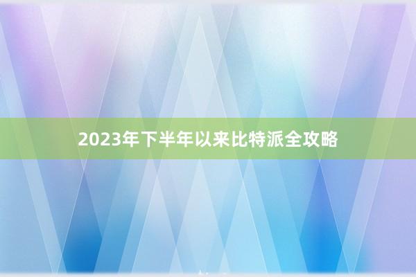 2023年下半年以来比特派全攻略