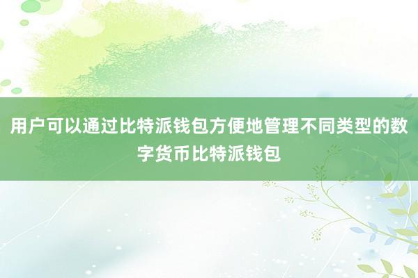 用户可以通过比特派钱包方便地管理不同类型的数字货币比特派钱包