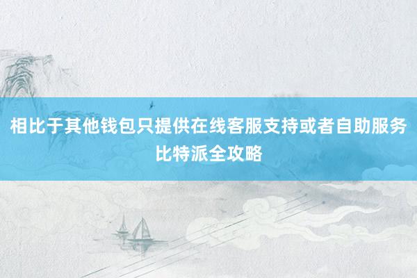 相比于其他钱包只提供在线客服支持或者自助服务比特派全攻略