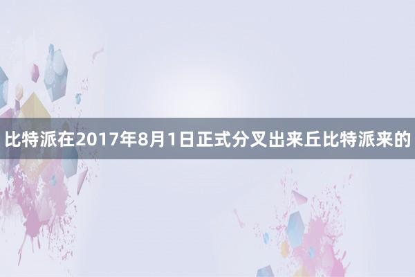 比特派在2017年8月1日正式分叉出来丘比特派来的