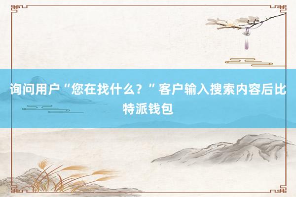 询问用户“您在找什么？”客户输入搜索内容后比特派钱包