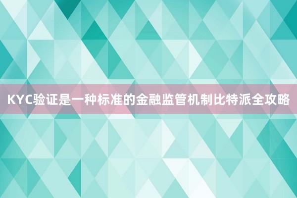 KYC验证是一种标准的金融监管机制比特派全攻略