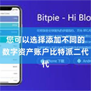 您可以选择添加不同的数字资产账户比特派二代