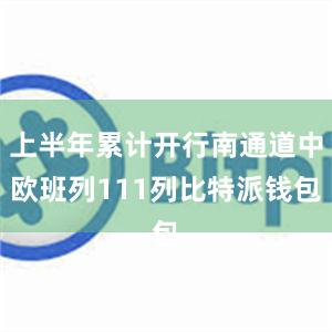 上半年累计开行南通道中欧班列111列比特派钱包