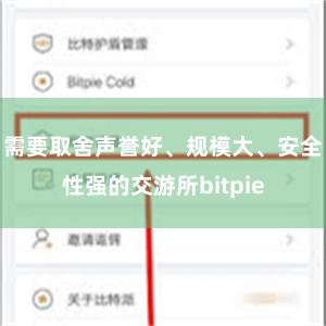 需要取舍声誉好、规模大、安全性强的交游所bitpie